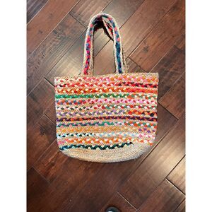 Handbag Large Jute Woven Shoulder bag for Beach shopping travel